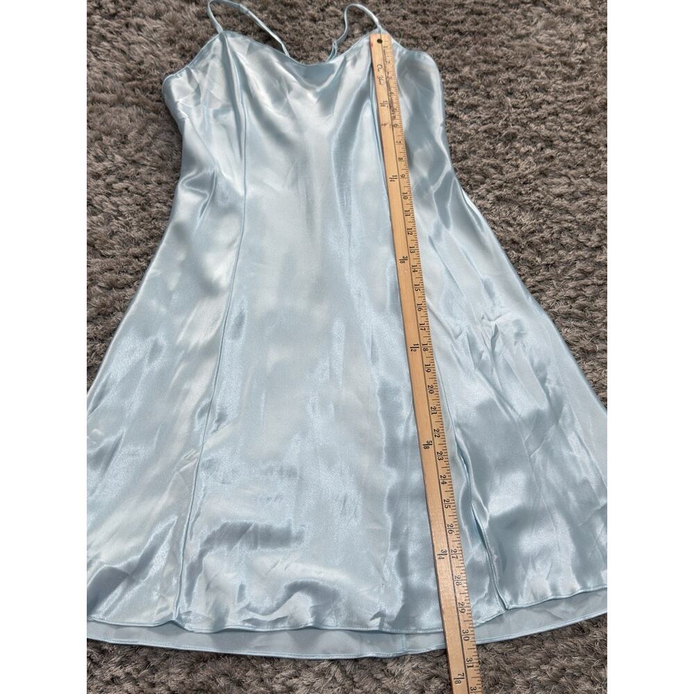 Y2K Secret Treasures Women’s Satin Slip Dress Nightgown Blue L Spaghetti Straps - Picture 9 of 13